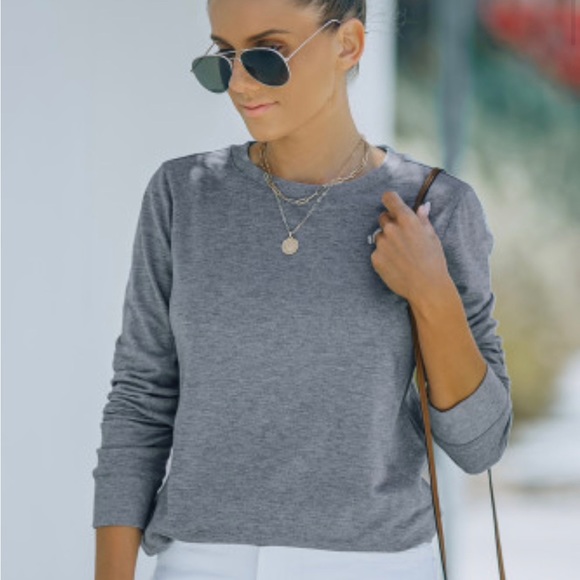 Grey Fleece Pullover Sweatshirt - Picture 2 of 11